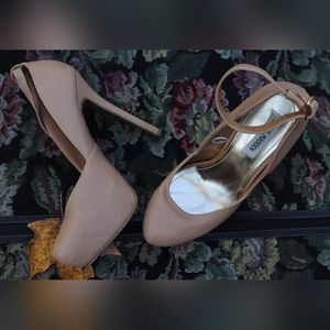 Steve Madden Noella Women's Nude Snakeskin Platform Stilettos Size 8.5